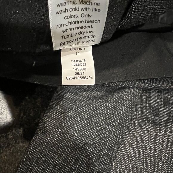 Nine West Pants Womens Sz 14 Gray Black Bootcut Checkered Trousers Dress Pants L - Picture 14 of 16